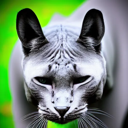 Image similar to a feline cat - rhino - hybrid, animal photography