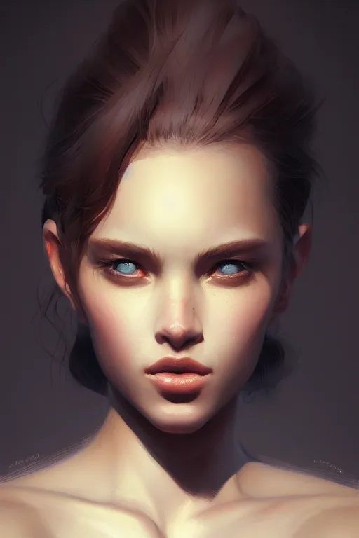 Image similar to portrait of a beautiful model presenting a roll, dramatic lighting, highly detailed, digital painting, artstation, concept art, smooth, sharp focus, illustration, art by wlop, mars ravelo and greg rutkowski