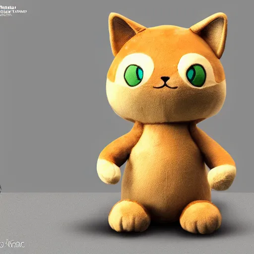 Prompt: cute fumo plush of a magical companion cat who guides the hero on his quest, sidekick, outline glow, promo render, vray