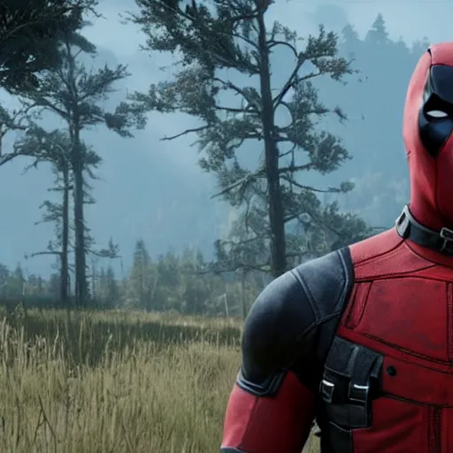 Image similar to Deadpool in red dead redemption 2 4K quality