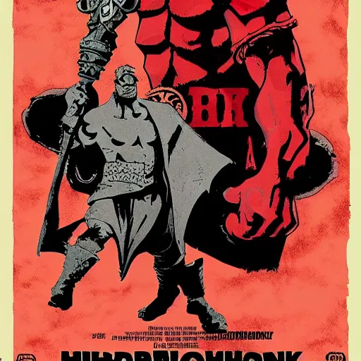 Prompt: A Hellboy movie poster in the style of Alfonse Mucha