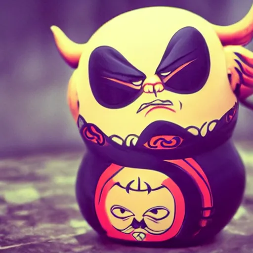 Prompt: daruma turned into a demon, satanic