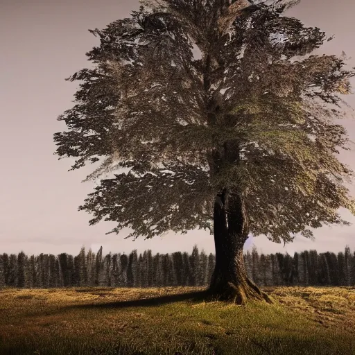 Prompt: very detailed photo of tree near a river, 4k, cinematic, universe, nature, superrealistic