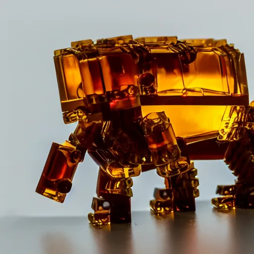 Image similar to a lego figure encased in amber