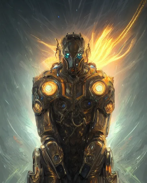 Prompt: portrait of monster in cyber armor, dreamy and ethereal, expressive pose, gold eyes, angry expression, fantasy, intricate, elegant, many lightning, cold color, highly detailed, digital painting, anime, artstation, concept art, cyberpunk wearing, smooth, sharp focus, led, illustration.