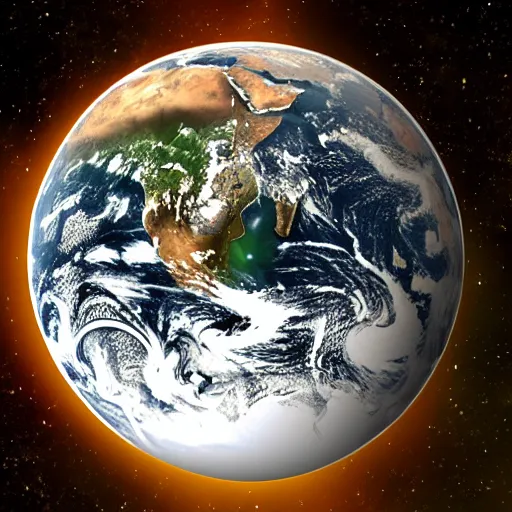 Image similar to the earth being hit with a tennis racquet, high detail