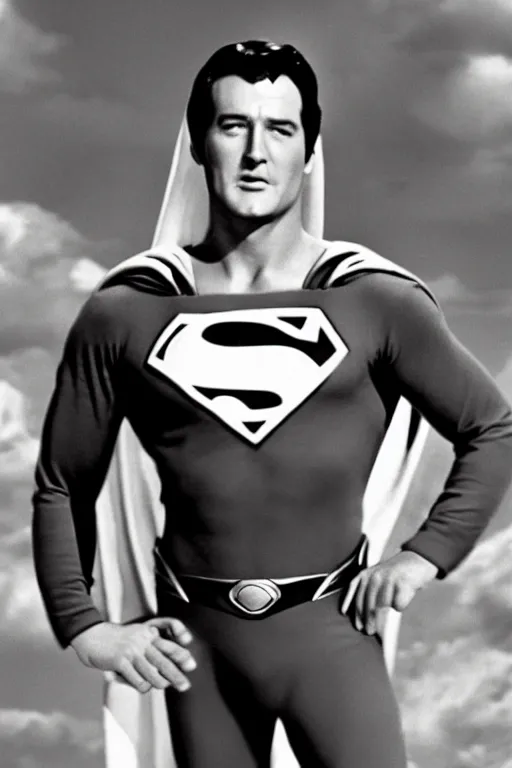 Image similar to rock hudson playing superman in 1 9 7 8, superhero movie