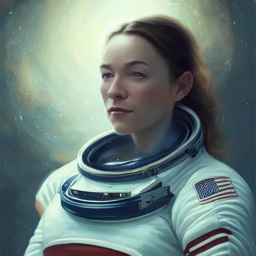 Prompt: female astronaut portrait, atmospheric lighting, painted, intricate, volumetric lighting, beautiful, rich deep colors masterpiece, golden hour, sharp focus, ultra detailed, by leesha hannigan, ross tran, thierry doizon, kai carpenter, ignacio fernandez rios