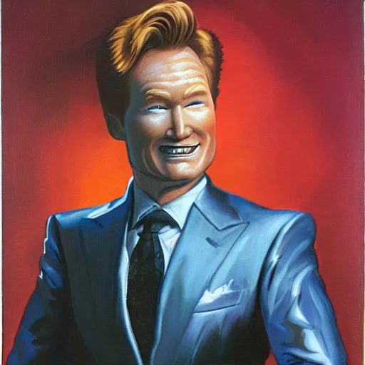 Prompt: conan o'brien painted by boris vallejo