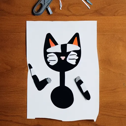 Image similar to black and white illustrated instructions on how to put together a cat made by ikea