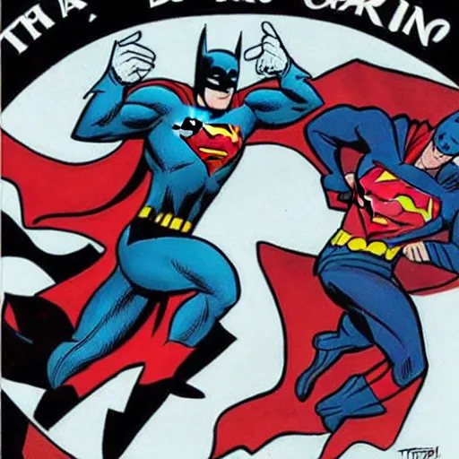 Image similar to batman playing cards with superman, by ty templeton, comic book art