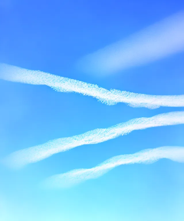 Image similar to thin cloud trails in cursive on clear blue sky