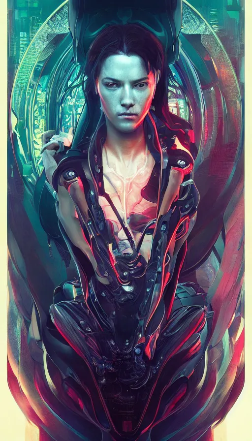 Image similar to altered carbon, ghost in the shell, matrix, neon, fibonacci, sweat drops, insane, intricate, highly detailed, digital painting, artstation, concept art, smooth, sharp focus, illustration, Unreal Engine 5, 8K, art by artgerm and greg rutkowski and alphonse mucha