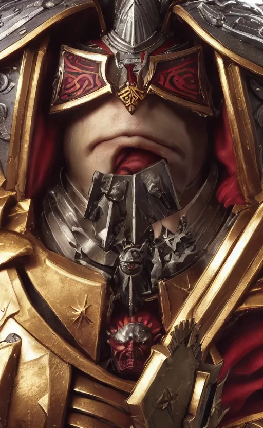Image similar to warhammer 40k Emperor of Mankind, male beautiful face, long hair, illustration, fine details, cinematic, highly detailed, octane render