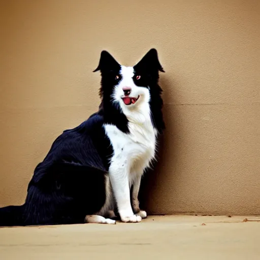 Prompt: a feline border collie - cat - hybrid, animal photography