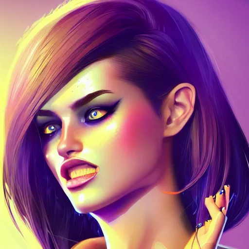 Image similar to electric woman, cute - fine - face, pretty face, oil slick hair, realistic shaded perfect face, extremely fine details, realistic shaded lighting, dynamic background, by ilya kuvshinov, artgerm