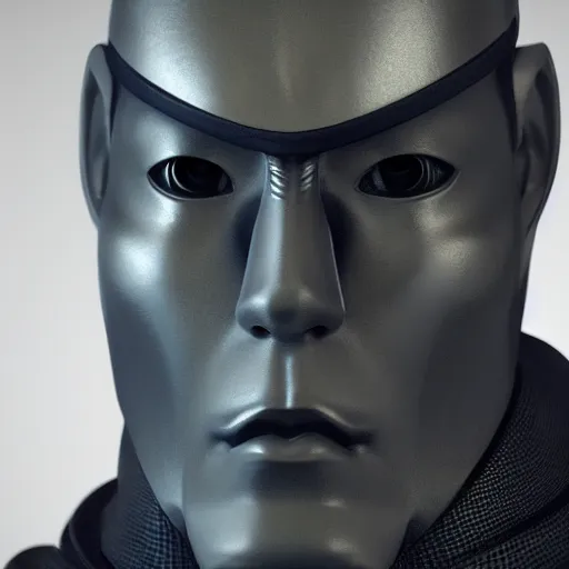 Image similar to portrait of a bust of a samurai with futuristic fashion elements created by yuuki morita, octane render, 3 d animated, unreal engine 5, studio lighting, photorealistic, smooth surface