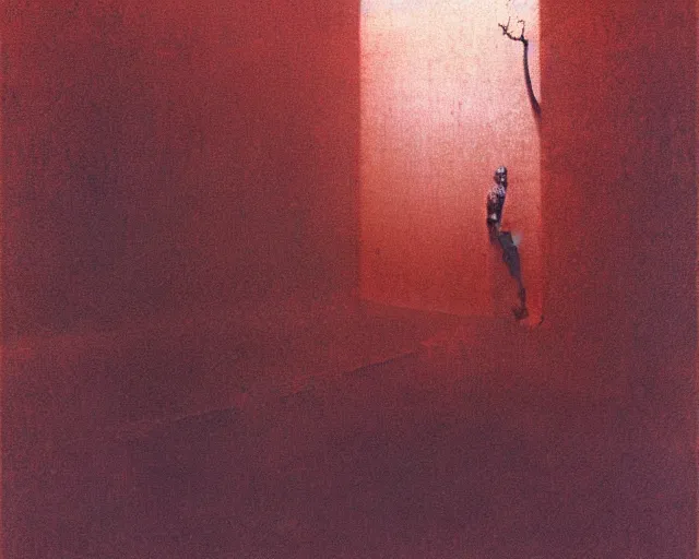 Image similar to by francis bacon, beksinski, mystical redscale photography evocative. nyarlathotep