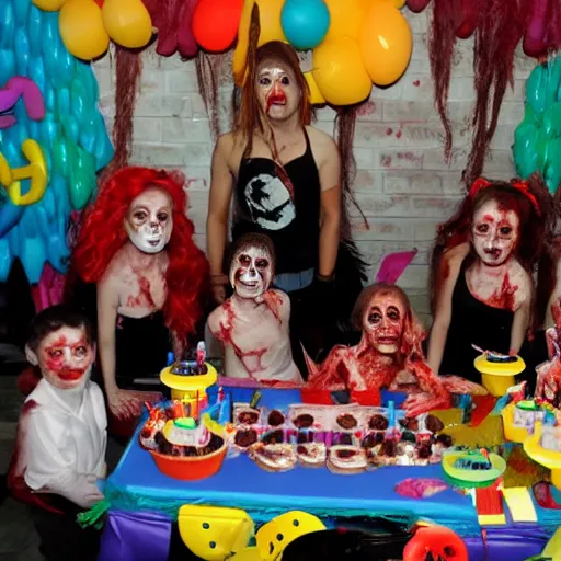 Image similar to photo of fun looking zombie birthday party