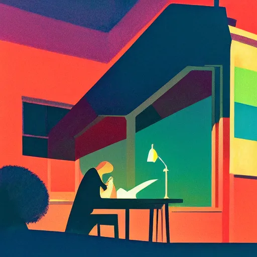 Image similar to 🌈 🛰 abstract jazz music by atey ghailan and edward hopper