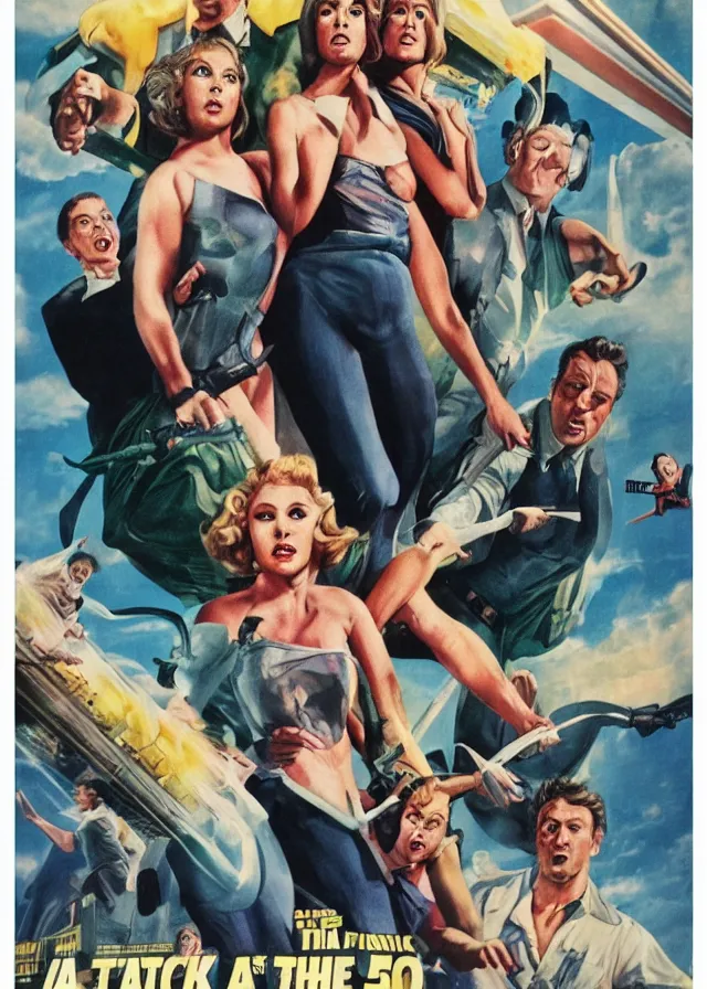 Prompt: attack of the 5 0 ft woman movie poster print