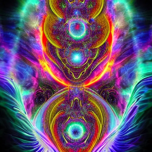 Prompt: hatred deity of psychedelic primordial interplanetary apophasis fractal flame inferno intricate detailed energy by Olivier and machinegod