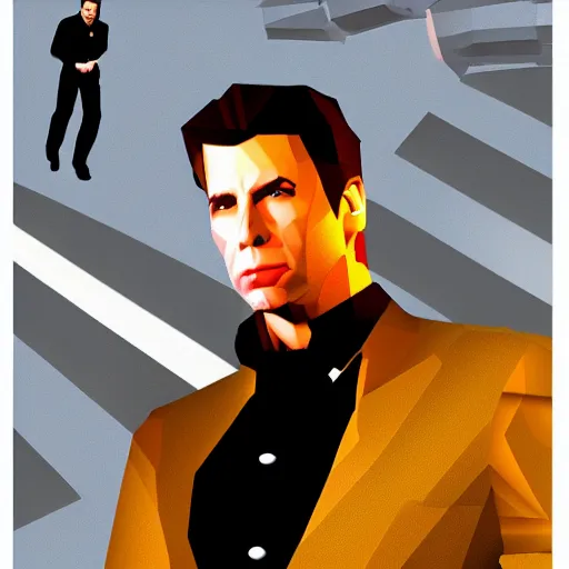 Image similar to low poly john travolta in goldeneye 64 cover art