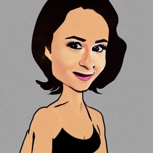 Image similar to Cartoon caricature of Nina Dobrev