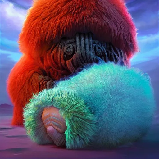 Image similar to colossal fluffy tardigrade, new york, fantasy, vivid colors, concept art, sharp focus, digital art, hyper - realistic, 4 k, unreal engine, highly detailed, hd, dramatic lighting by brom, trending on artstation