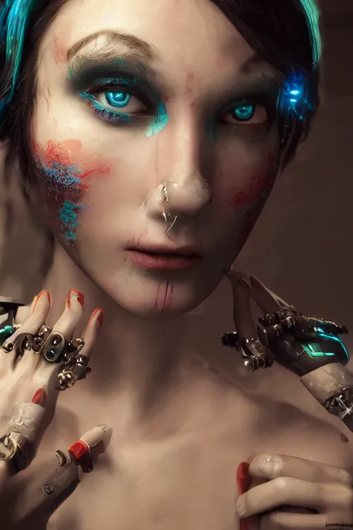 Prompt: 4k hyperreal cyberpunk high priestess