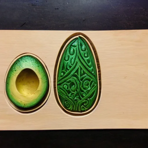 Image similar to intricate avocado carving