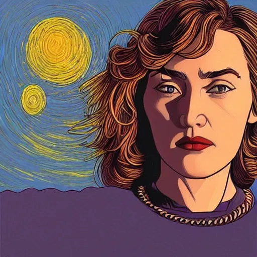 Image similar to “ kate winslet retro minimalist portrait by jean giraud, moebius starwatcher comic, 8 k ”