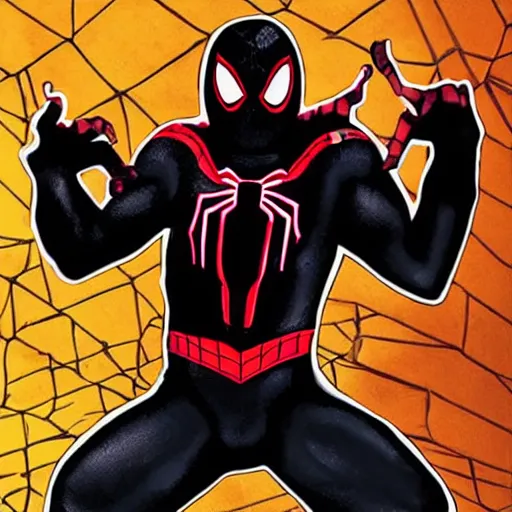 Image similar to Black metal Spider-Man suit