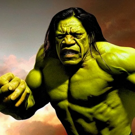 Prompt: danny trejo as the incredible hulk, realistic, 8 k