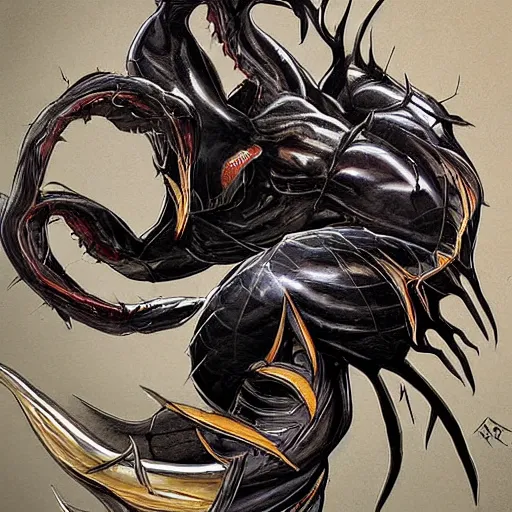 Image similar to artwork of venom by arian mark