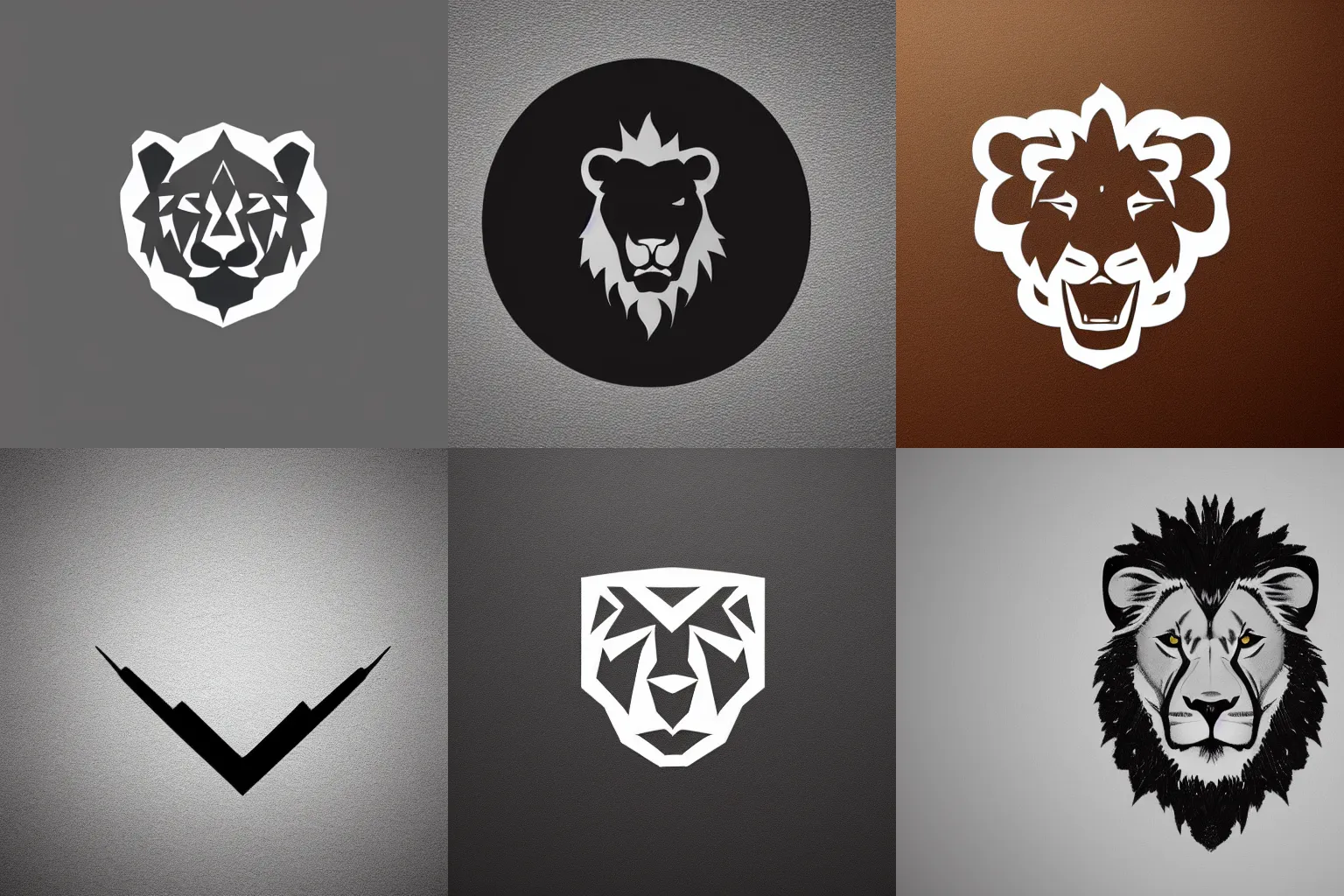 Prompt: A beautiful minimalistic logo design of a lion. trending on artstation, 8k HD wallpaper