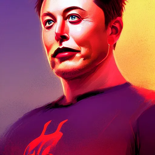 Image similar to Portrait of Elon Musk as Hephaestus, the greek god, mattepainting concept Blizzard pixar maya engine on stylized background splash comics global illumination lighting artstation lois van baarle, ilya kuvshinov, rossdraws