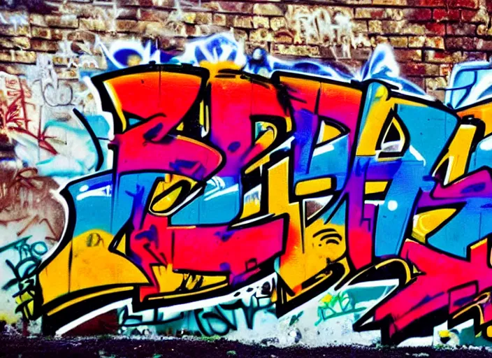 Image similar to graffiti, 1 9 9 9, cool, hiphop, colorful