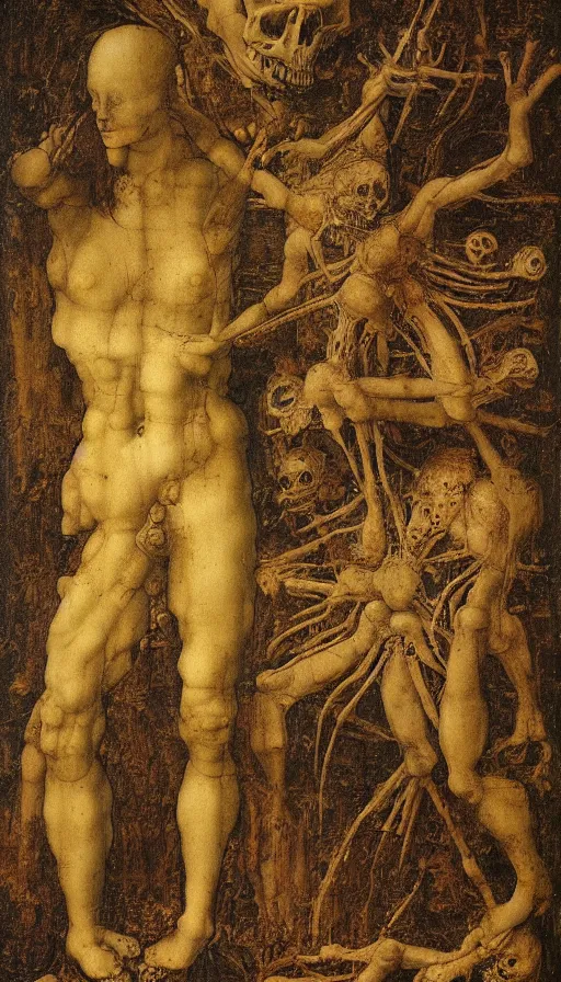 Prompt: life and death mixing together, by leonardo da vinci