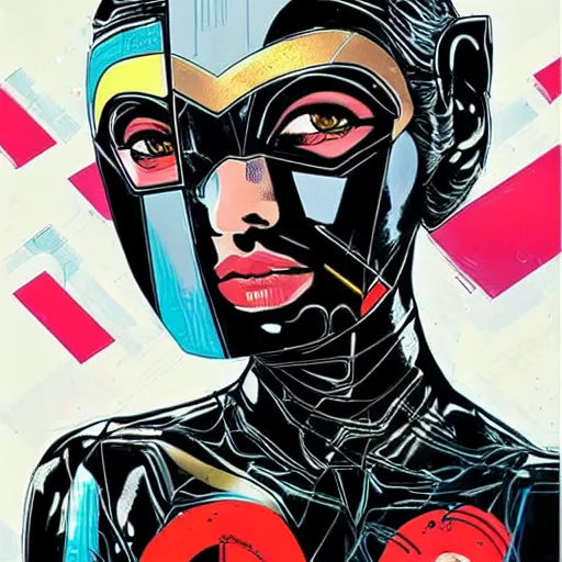 Image similar to portrait of a female android, by DC comics and Sandra Chevrier