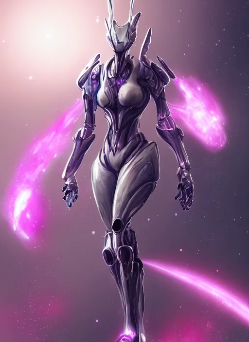 Image similar to cinematic shot, cosmic sized perfectly proportioned stunning beautiful hot female warframe, anthropomorphic robot female mecha dragon, silver, fuschia flesh, floating in empty space, nebula sized, holding a galaxy, epic proportions, epic size, epic scale, furry art, dragon art, giantess art, warframe fanart, furaffinity, deviantart