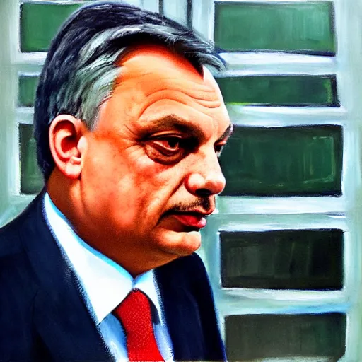 Image similar to viktor orban in his biolab, oil painting