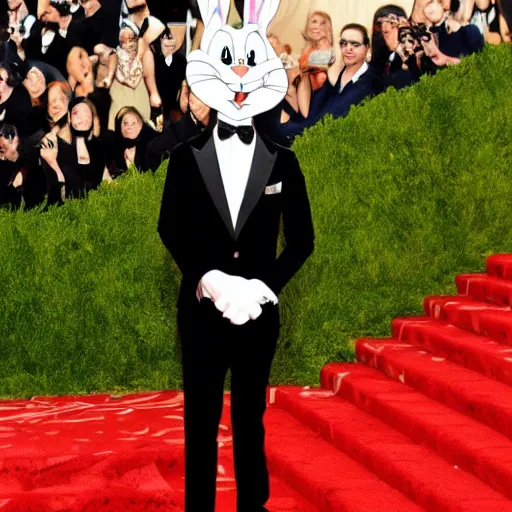 Image similar to photo of bugs bunny at the met gala