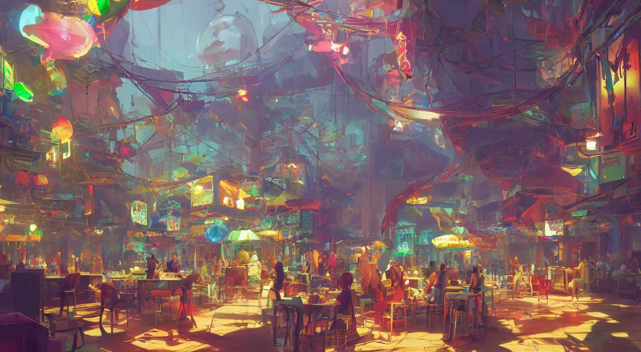 Image similar to bazaar zouk oriantal multicolorful sky shine place mosquet painting stylized digital video game icon global illumination ray tracing 8 k hd resolution, by ilya kuvshinov and cushart krentz and gilleard james