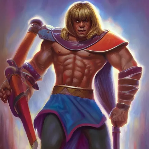 Prompt: portrait painting of he - man, ( art by kenne gregoire ), 4 k,, highly detailed, epic lighting