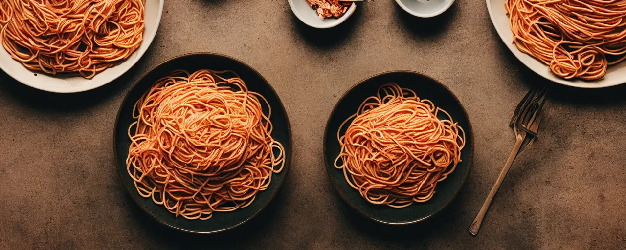 Prompt: the entirety of human history inside a bowl of spaghetti, canon 5 0 mm, cinematic lighting, photography, retro, film, kodachrome