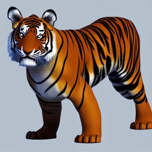 Image similar to A low polygon render of a tiger, on a white background, isometric 3d,