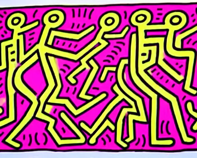 Prompt: lady diana, artwork by keith haring