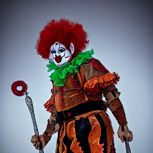 Prompt: clown warrior