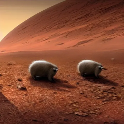 Image similar to Pixar movie about capybaras on Mars